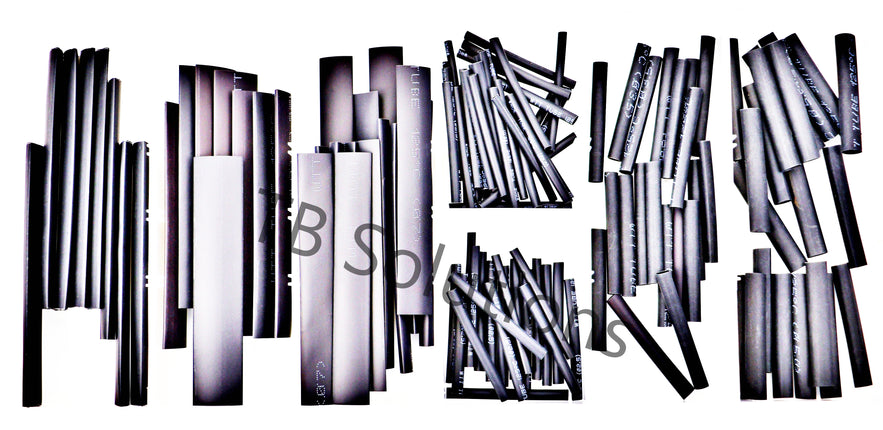 Schrumpfschlauch-Sortiment, schwarz, 127 teilig, ohne Kleber, 2:1