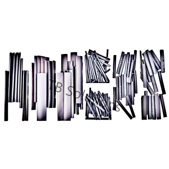 Schrumpfschlauch-Sortiment, schwarz, 127 teilig, ohne Kleber, 2:1