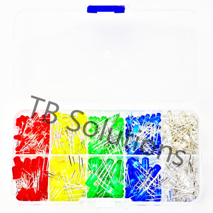 LED-Sortiment, 3 mm & 5 mm, 375 pcs., rot, blau, gelb, grün, weiß