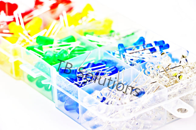 LED-Sortiment, 3 mm & 5 mm, 375 pcs., rot, blau, gelb, grün, weiß